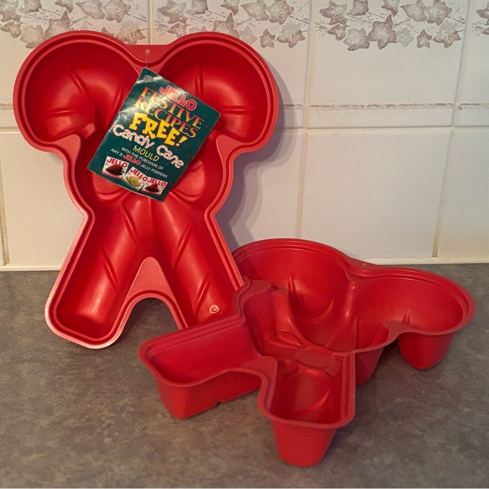 90's Candy Cane Jello Moulds - 2 - Jellied Salad Moulds - Christmas Salads